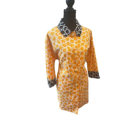 Rare Designer l Love Moschino Bright Orange Floral Unlined Lightweight Coat Sz 4 - Picture 9 of 14